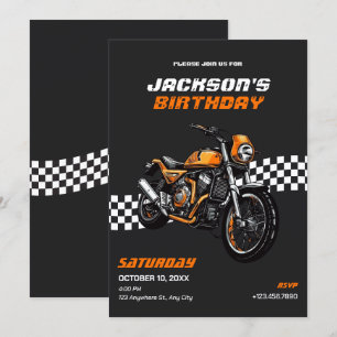 Invitación de cumpleaños para motocicleta clásica