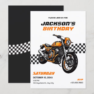 Invitación de cumpleaños para motocicleta clásica