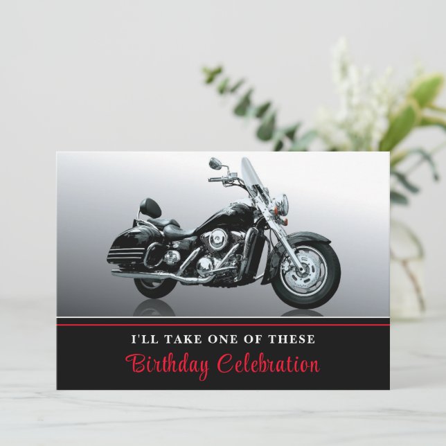 Invitación de cumpleaños para motocicletas de cruc (Anverso de pie)
