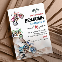 Invitación de cumpleaños para motocicletas Dirt Bi