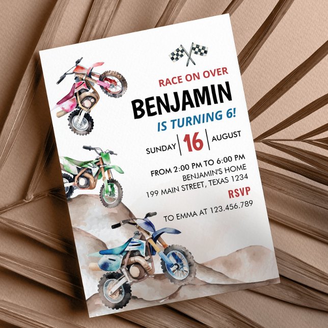 Invitación de cumpleaños para motocicletas Dirt Bi (Subido por el creador)