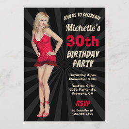 Invitación de cumpleaños para mujer rubia sexy y c