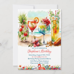 Invitación de cumpleaños para mujeres con bebidas 