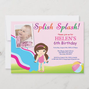 Invitación de cumpleaños para niña a fiesta en pis