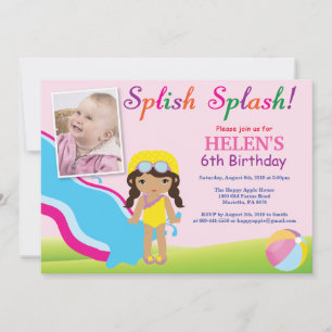 Invitación de cumpleaños para niña a fiesta en pis