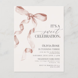 Invitación de cumpleaños para niña Beige Coquette 