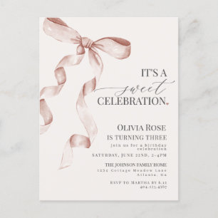 Invitación de cumpleaños para niña Beige Coquette 