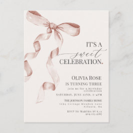 Invitación de cumpleaños para niña Beige Coquette