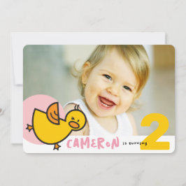 Invitación de cumpleaños para niña con patitos ros