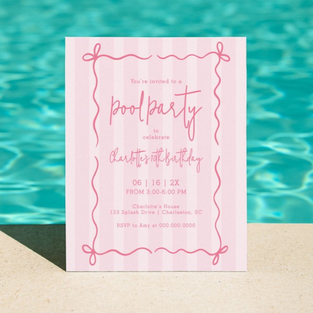 Invitación de cumpleaños para niña con rayas rosad (Subido por el creador)