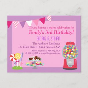 Invitación de cumpleaños para niña con tema de dul