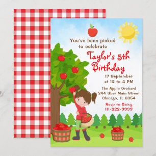 Invitación de cumpleaños para niña de pelo castaño