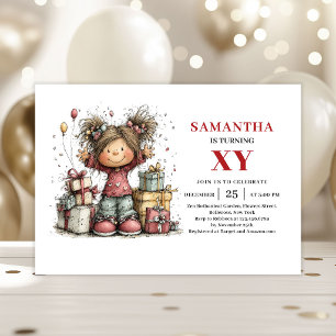 Invitación de cumpleaños para niña divertida y jug