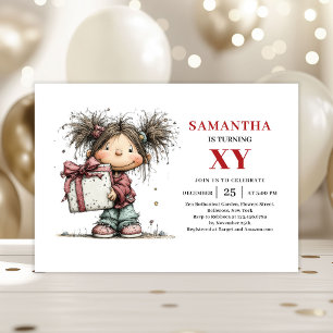 Invitación de cumpleaños para niña extravagante y 