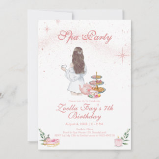Invitación de cumpleaños para niña fiesta de spa r