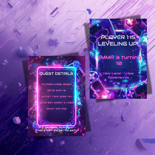 Invitación de cumpleaños para niña gamer - Editabl