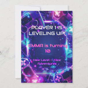 Invitación de cumpleaños para niña gamer - Editabl