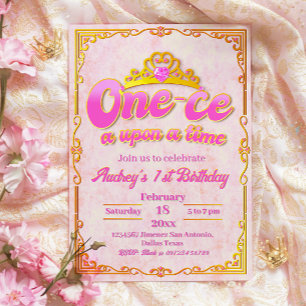 Invitación de cumpleaños para niña One-ce Upon a T