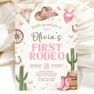 Invitación de cumpleaños para niña Primer Rodeo
