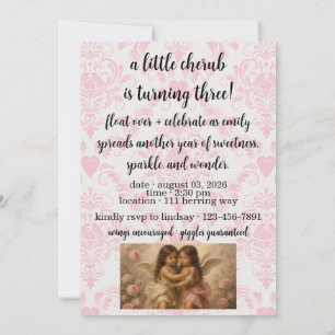 invitación de cumpleaños para niñas ángel suave qu