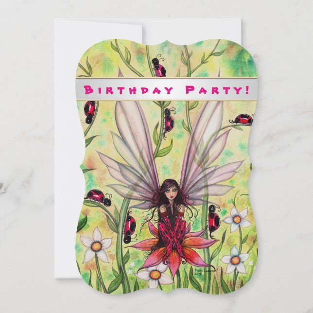 Invitación de cumpleaños para niñas con fantasía d (Reverso)