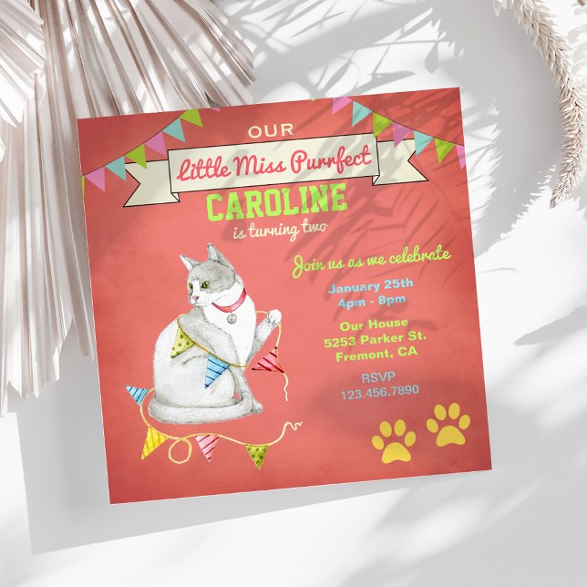Invitación de cumpleaños para niñas con gatos lind (Subido por el creador)