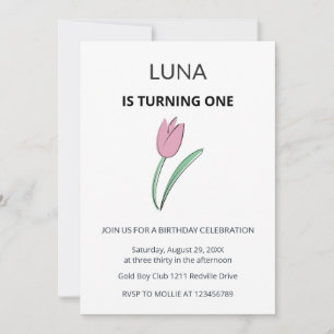 Invitación de cumpleaños para niñas con tulipanes
