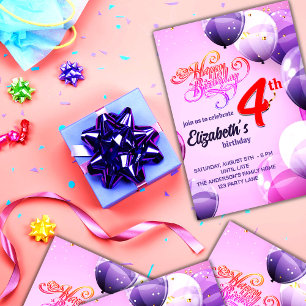 invitación de cumpleaños para niñas de 4 años