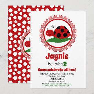 Invitación de cumpleaños para niñas de mariquita l