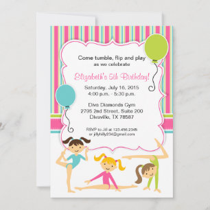 Invitación de cumpleaños para niñas gimnastas