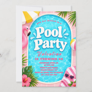 Invitación de cumpleaños para niñas para piscina d