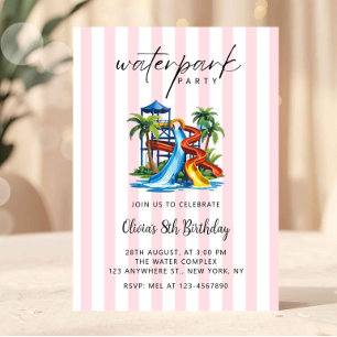 Invitación de cumpleaños para niñas parque acuátic