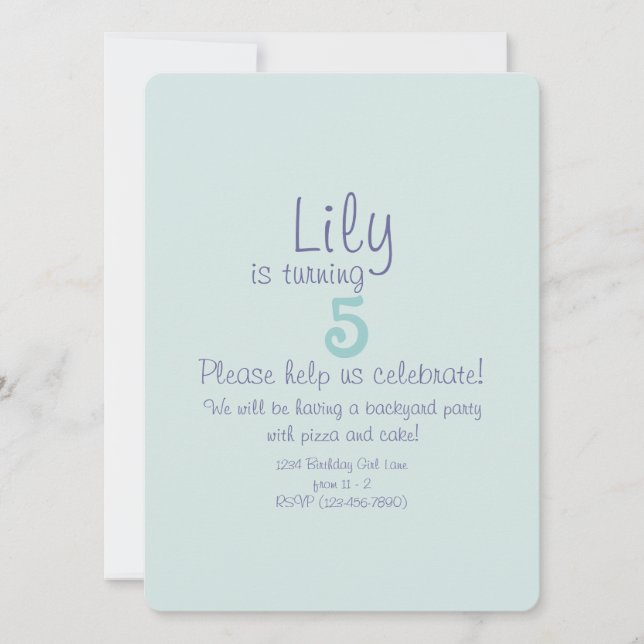 Invitación de cumpleaños para niñas sirenas lindas (Anverso)