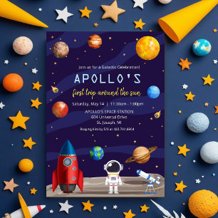 Invitación de cumpleaños para niño astronauta de C