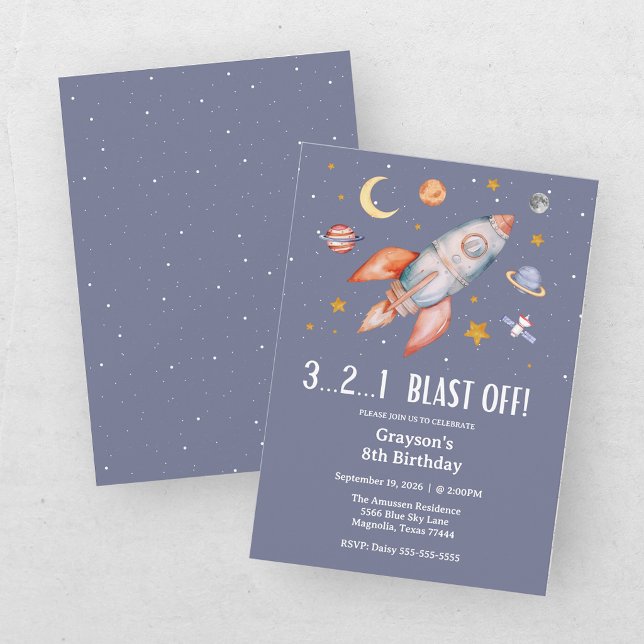 Invitación de cumpleaños para niño astronauta en e (Subido por el creador)