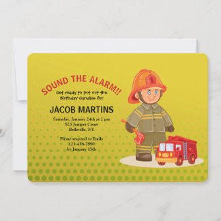 Invitación de cumpleaños para niño bombero