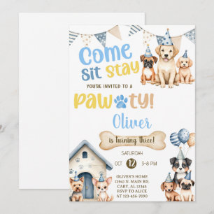 Invitación de cumpleaños para niño cachorro / perr