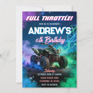 Invitación de cumpleaños para niño con cuatrimoto 