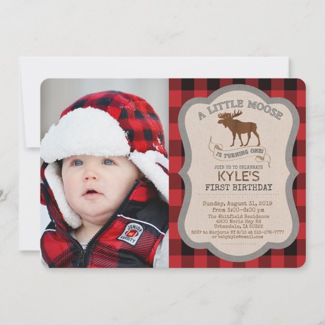 Invitación de cumpleaños para niño con foto de alc (Anverso)