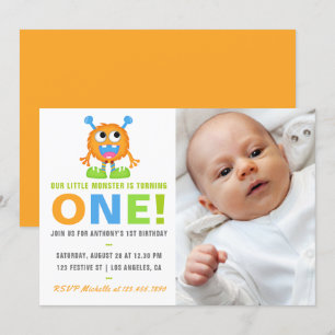 Invitación de cumpleaños para niño de 1 año con ag