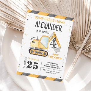 Invitación de Cumpleaños para Niño de Camión Volqu