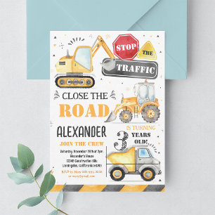 Invitación de Cumpleaños para Niño de Camión Volqu