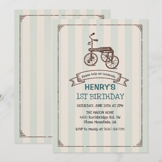 Invitación de cumpleaños para niño de cualquier ed (Anverso / Reverso)