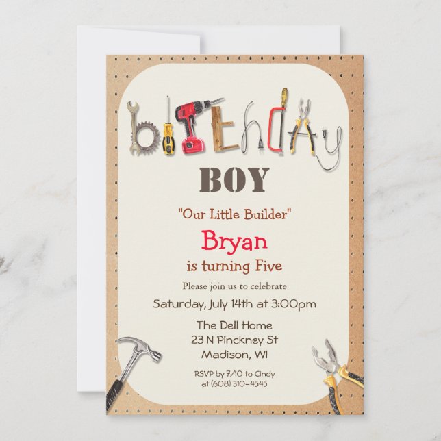 Invitación de cumpleaños para niño de cualquier ed (Anverso)