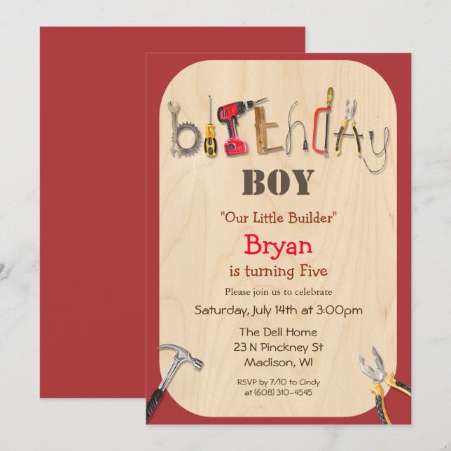 Invitación de cumpleaños para niño de cualquier ed (Anverso / Reverso)