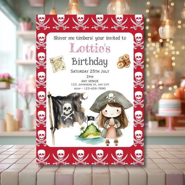 Invitación de cumpleaños para niño de Pirata Rojo  (Subido por el creador)