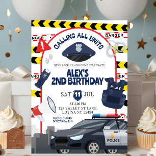 Invitación de cumpleaños para niño de policía