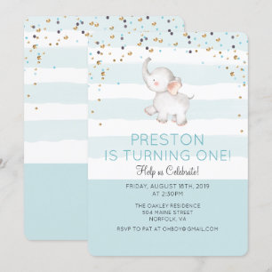 Invitación de cumpleaños para niño elefante para c