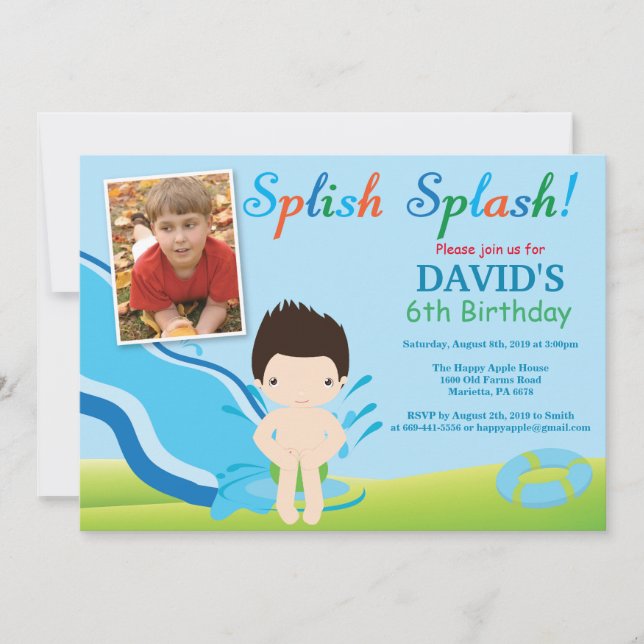 Invitación de Cumpleaños para Niño Fiesta en Pisci (Anverso)