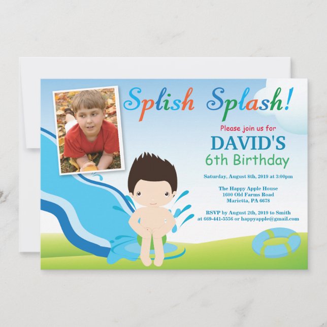 Invitación de Cumpleaños para Niño Fiesta en Pisci (Anverso)